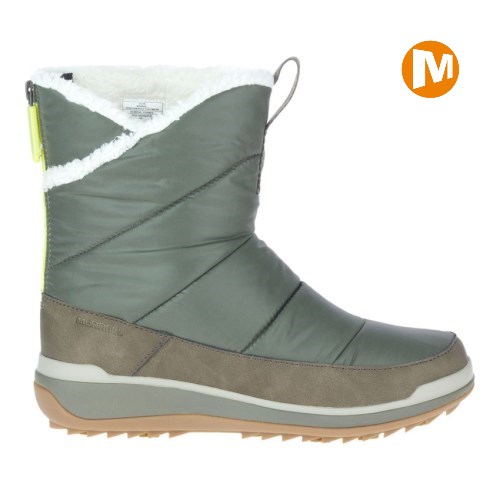 Merrell Snowcreek Sport Mid Zip Polar Waterproof Winterstiefel Damen Olivgrün [DE-XHLUP]